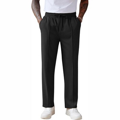 EUROPEAN PRIJECT Men’s Lightweight Cotton Beach Pants – Black, Drawstring, Straight Leg, Sizes M-3XL