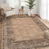 Vintage Bordered Washable Area Rug - Non-Slip Non-Shedding Stain Resistant Carpet, Soft Distressed Print Mat for Living Room, Nursery, Bedroom Office - 2 of 4