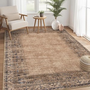 Washable Vintage Runner Rug for Kitchen Non-Slip Soft Carpet, Low Pile Traditional Accent Rug - 1 of 4