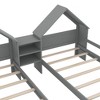 PAGED Modern Wooden Floor Bed, Twin Size Bed Frame with Fence and Opening, House Shaped Platform Bed for Boy and Girl, Easy Assembly - 4 of 4