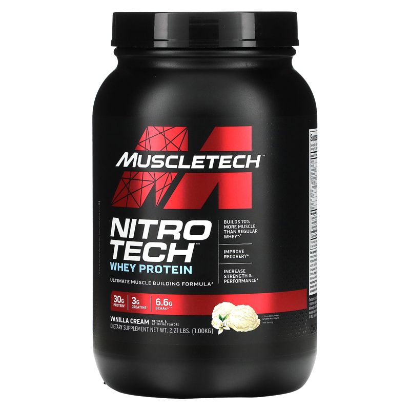 Muscletech Nitro-Tech, Whey Isolate + Lean Muscle Builder, Protein Powders, 1 of 3
