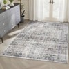 Washable Living Room Rug 9 x 12 Large Vintage Distressed Area Rug with Non-Slip Backing Stain-Resistant Oriental Floor Cover Foldable Carpet - 2 of 4