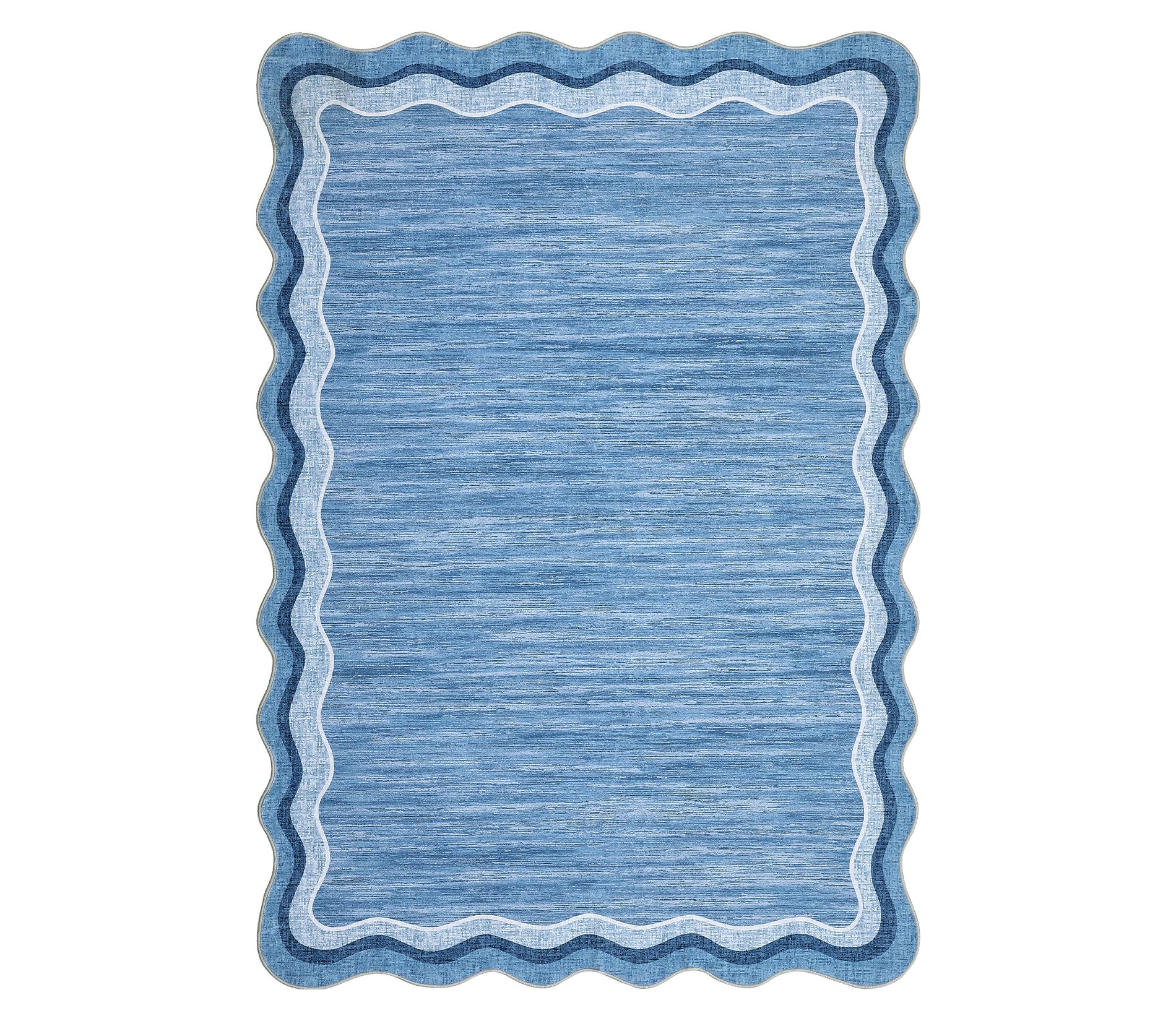 Washable Rugs for Living Room Scalloped Rug Modern Non Slip Non Shedding Carpet for Bedroom, 5'x7'