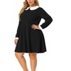 Agnes Orinda Women's Plus Size Long Sleeve Peter Pan Collar Elegant Formal Midi Flare A Line Dresses - 2 of 4