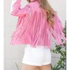 Women's Faux Leather Moto Fringe Jacket - Blue B - 3 of 3