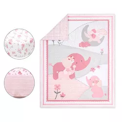 The Peanutshell Pink Elephant Crib Bedding Set for Baby Girls, 3-Piece