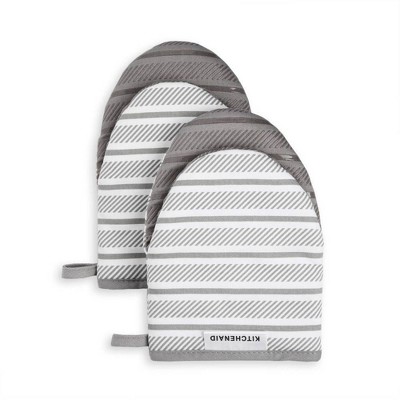 KitchenAid 2pk Cotton Albany  Mini Oven Mitts Gray