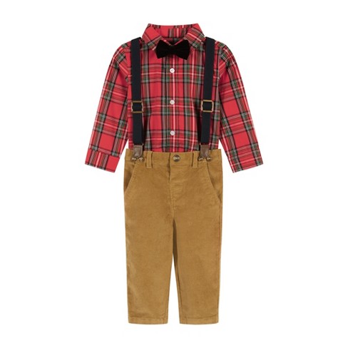 red plaid baby shirt