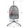 1 Piece Hanging Basket Chair Rattan and Metal Frame with Stand Foldable Seat and Cushion for Patio or Indoor Use - Coolbibila - 4 of 4