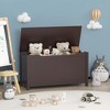 VYNXARIA Kids Wooden Toy Box Storage with Safety Hinged Lid for Ages 2+ (Coffee) - 2 of 4