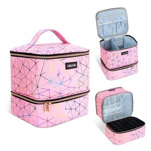 SAVILAND Nail Polish Organizer Bag: PU Leather Nail Polish Storage Organizer  (A-Pink) (A-Pink) - 1 of 4