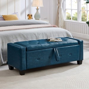 CAVINAS 48" Ottoman Bench with Storage,Upholstered Tufted Faux Leather PU Ottoman with Flip Top,Footboard Footrest for Bedroom - 1 of 4