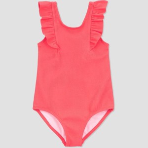 Carter's Just One You®️ Toddler Girls' Ruffle Textured Solid One Piece Swimsuit - Pink - 1 of 3