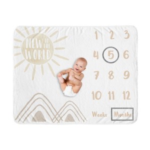 Sweet Jojo Designs Gender Neutral Baby Milestone Blanket Desert Sun Taupe and Ivory - 1 of 4
