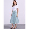 INSPIRE CHIC Women's Long High Waisted Frayed Jean Denim Skirts with Pockets - 2 of 4