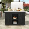 NicBex Outdoor Kitchen Island with Metal Foldable Top & Open Shelves,Rattan/Wood Grill Cart,Storage Cabinet Dining Table for Outside - 3 of 4