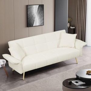 Sapphtopaz 70.1" Couches for Living Room 2 Seater Futon Sofa Bed with Folding Armrest,Convertible Sleeper Sofa with Throw Pillow for Bedroom - 1 of 4