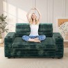 Dyonery 65" Loveseat Sleeper Sofa w/Pull-Out Bed  Chenille 3-in-1 Convertible, Reclining Backrest, USB Ports, Side Table, Storage Armrests - 2 of 4