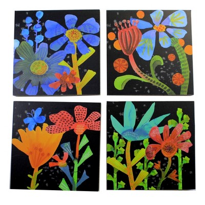 Tabletop 4.5" Folk Art Coasters Flowers Holder Ganz  -  Coasters