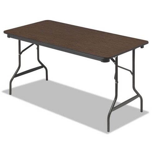 Iceberg OfficeWorks Classic Wood-Laminate Folding Table, Curved Legs, Rectangular, 60" x 30" x 29", Walnut - image 1 of 2