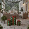 Northlight Set of 3 Lighted Tall Green Gift Boxes with Red Bows Christmas Outdoor Decorations 18" - 4 of 4