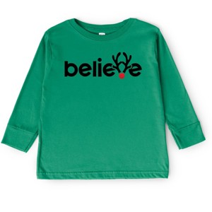Believe Reindeer Antlers - Toddler Long Sleeve Tee - 1 of 2