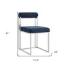 HomeRoots Set of Two Blue And Silver Upholstered Polyester Open Back Dining Side Chairs - 3 of 4