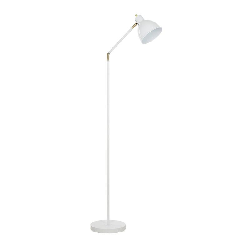 54.5&#34; Mid-Century and Antique Brass Adjustable Metal Floor Lamp White - Cresswell Lighting, 1 of 7