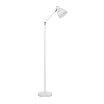54.5" Mid-Century and Antique Brass Adjustable Metal Floor Lamp White - Cresswell Lighting