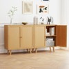 Tangkula 2PCS Bamboo Buffet Cabinet w/ PE Rattan Doors Freestanding Kitchen Cupboard Natural - 3 of 4