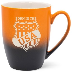 100 North United States of America 10 Ounce Orange and Black Two Toned Ombre, Comfortably Fits Your Hands, Ceramic Tea Coffee Cup Mug, Born In The USA - 1 of 1