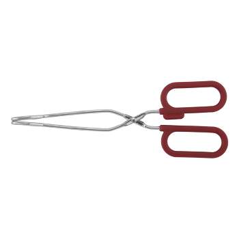 Unique Bargains Silicone Handle Stainless Steel Bbq Non-stick Locking Tongs  Burgundy 9&12 2 Pcs : Target