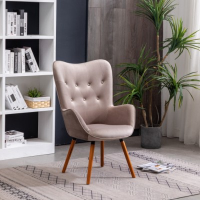 Chocolate Contemporary Silky Velvet Tufted Button Back Accent Chair