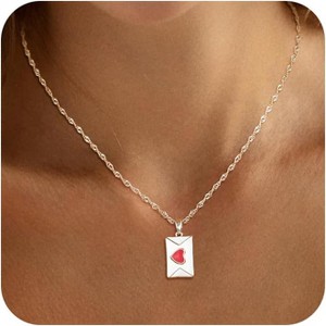 Delicate Heart Pendant Necklace, 14K Gold Plated Dainty Chain, Gift for Women - 1 of 4