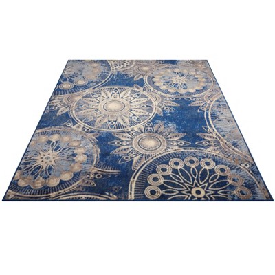 Skyburst Indigo and White Synthetic 5'3" x 7'5" Area Rug