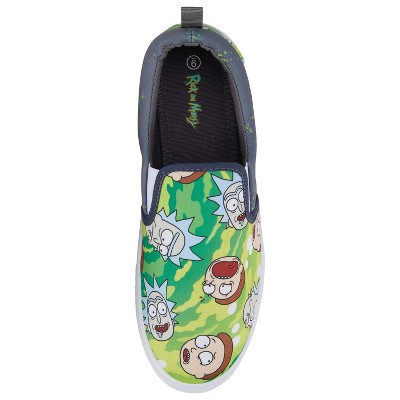 Rick and Morty Mens Rick and Morty Shoes - Mens Rick and Morty Slip On Sneakers - Rick & Morty Canvas Slip On Sneakers (Green, 10) — фото 3