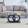 NicBex Rectangular Glass Top Coffee Table with Double Ring Base,Modern Minimalist Center Table for Living Room,Apartment,Black - 2 of 4