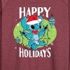 Women's - Lilo and Stitch - Happy Holidays Christmas Lightweight French Terry Wide Neck Long Sleeve Shirt - 2 of 4
