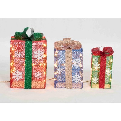 Everstar SET OF 3 UL MULTI GIFT BOX SCULPTURE, Red