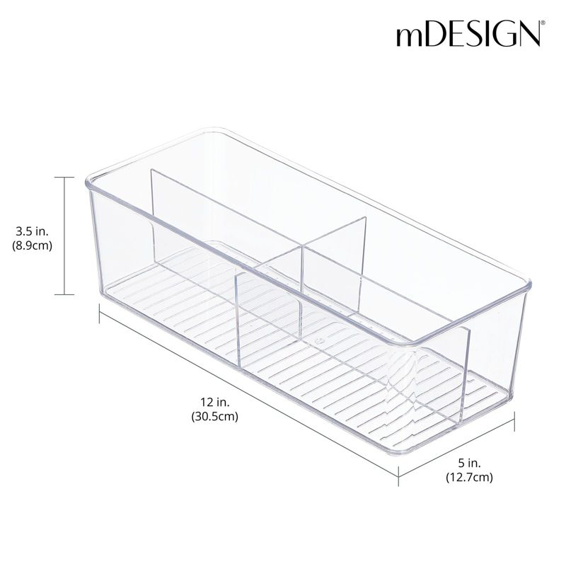 mDesign Plastic Kitchen Cabinet Divided Storage Organizer Bin, 3 of 8