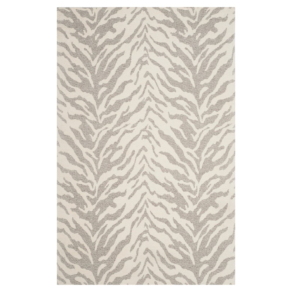 Light Gray/Ivory Tiger Flatweave Woven Area Rug 4'x6' - Safavieh