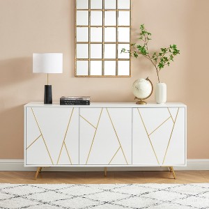 Modern TV Stand with Metal Accents, 3 Cabinets & Cable Management, Fits TVs up to 70 in., 63 in. Wide - 1 of 4