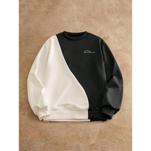 TIME HOLLOW Casual Asymmetrical Patchwork Crew Neck Long Sleeve Pullover Sweatshirt - 1 of 3