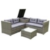 YOOCOZZ 4-Piece Outdoor Patio Wicker Rattan Sectional Sofa Set with 2 Loveseats, Storage Box and Table - Grey - 3 of 4