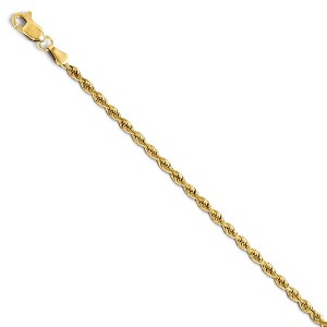 Black Bow Jewelry 2.75mm 14k Yellow Gold, Solid Diamond Cut Rope Chain Bracelet - 1 of 4