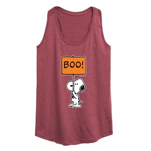 Women's - Peanuts - Snoopy Boo Sign Graphic Racerback Tank - 1 of 4