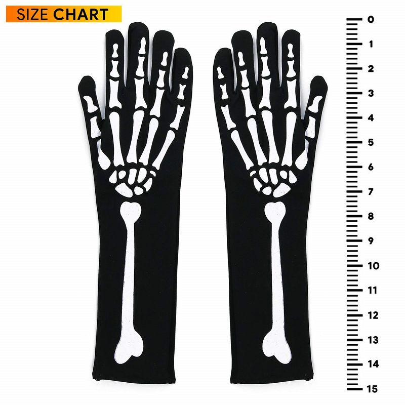 Skeleteen Childrens Bone Hand Skeleton Gloves Costume Accessory - Black, 6 of 7