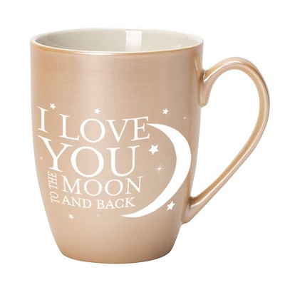 Elanze Designs I Love You To The Moon And Back Pearlescent Sand 10 ounce New Bone China Coffee Cup Mug