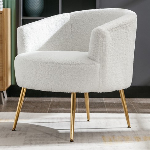 Armchair Accent Tub Barrel Chair With Gold Metal Legs modernluxe