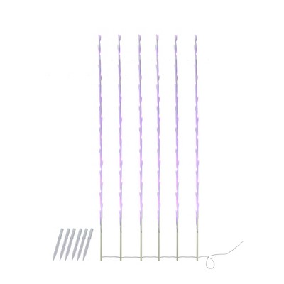 Northlight Set of 6 108 Purple LED Branch Patio and Garden Christmas Light Stakes - 8.5 ft White Wire